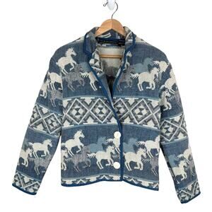 Vintage 90s New Identity Horse Tapestry Jacket Cotton Country Southwestern M